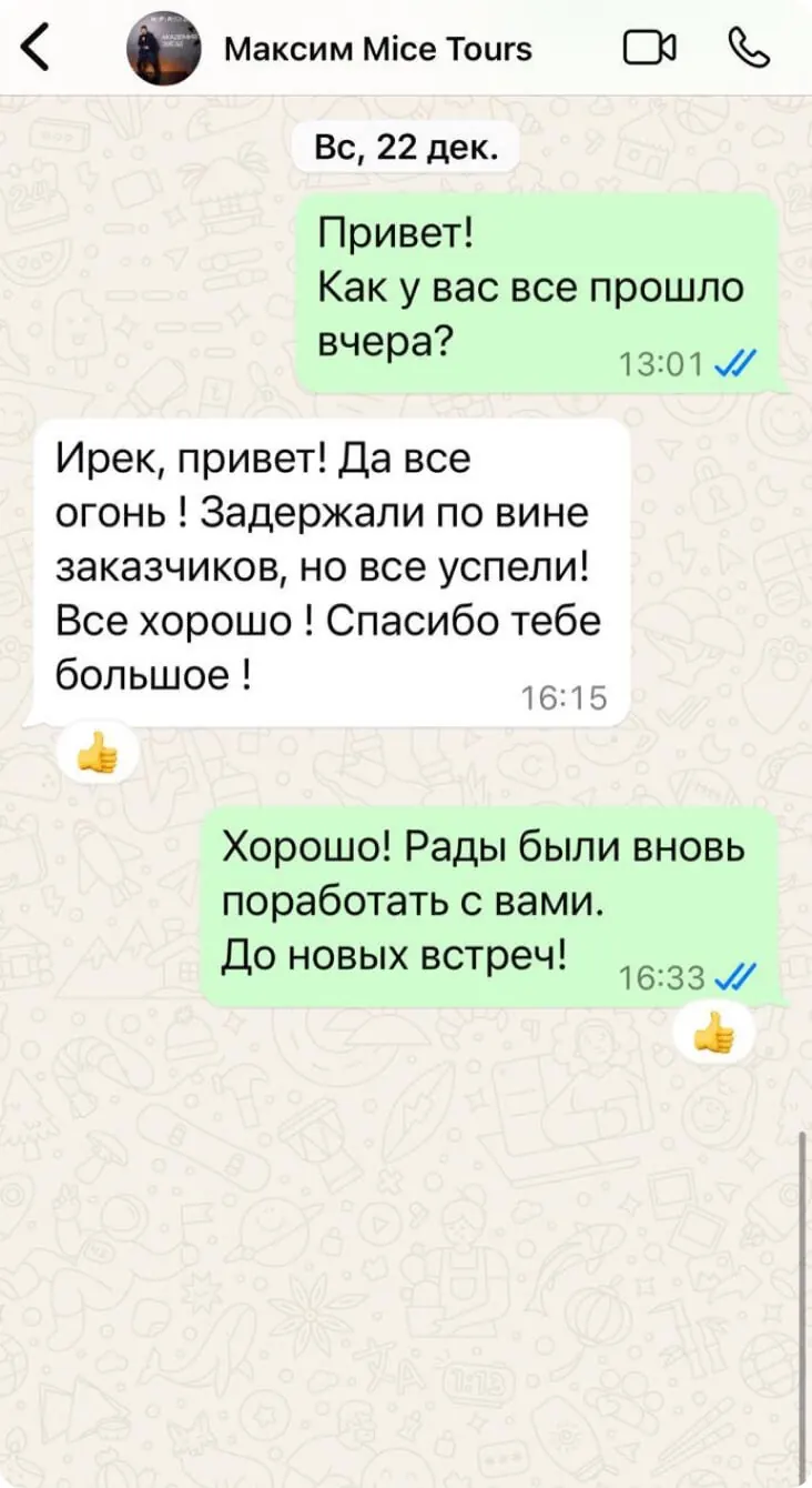 Отзыв: Максим, Mice Tours